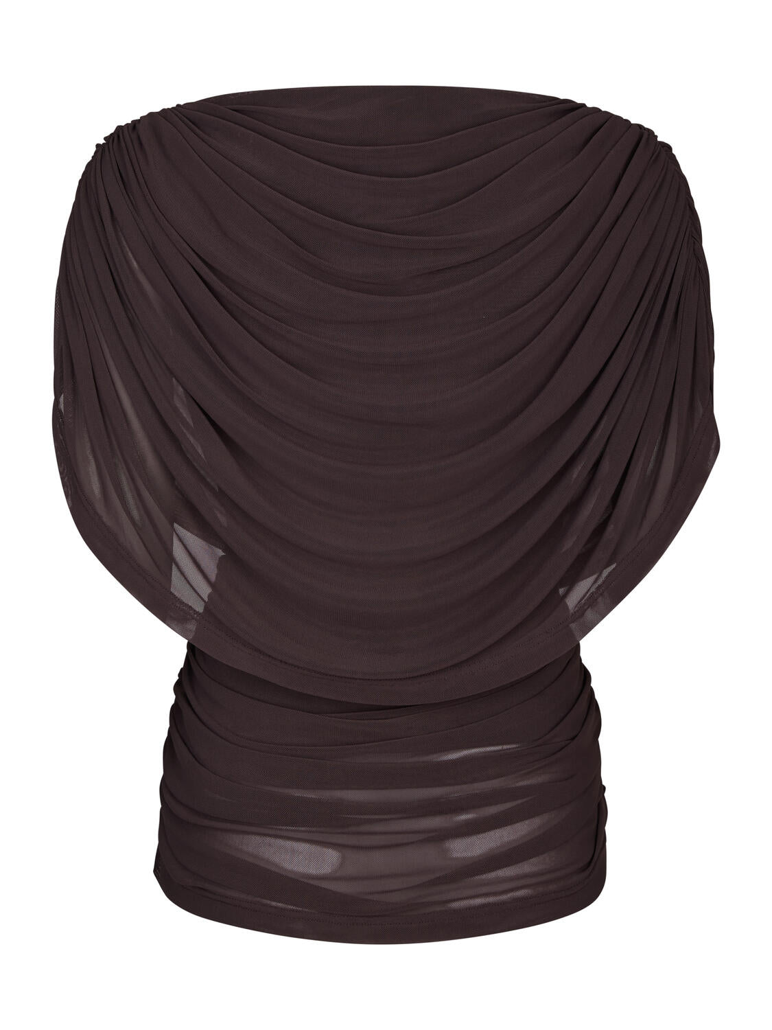 Cottuna Drapy Mesh top - brun